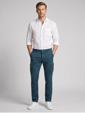 Dimattia Men's Slate Blue Slim Fit Cargo Pants